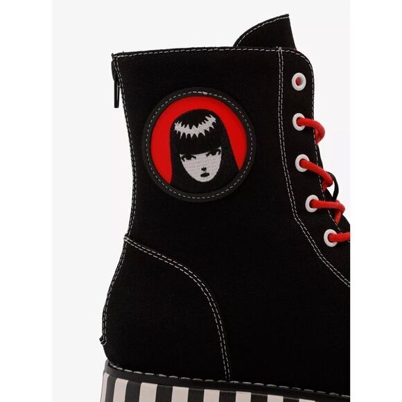 YRU X Emily The Strange Goth, Emo, Punk Stripe Platform Boots 8 - Picture 5 of 5